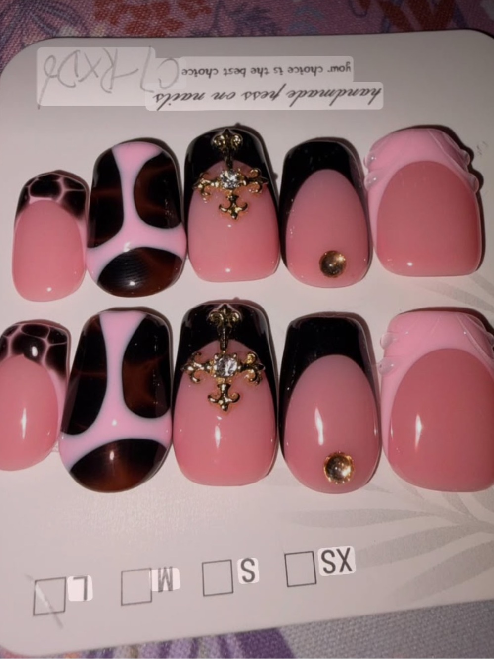 Pink & Brown Leopard Press-On Nail Set - Women Makeup